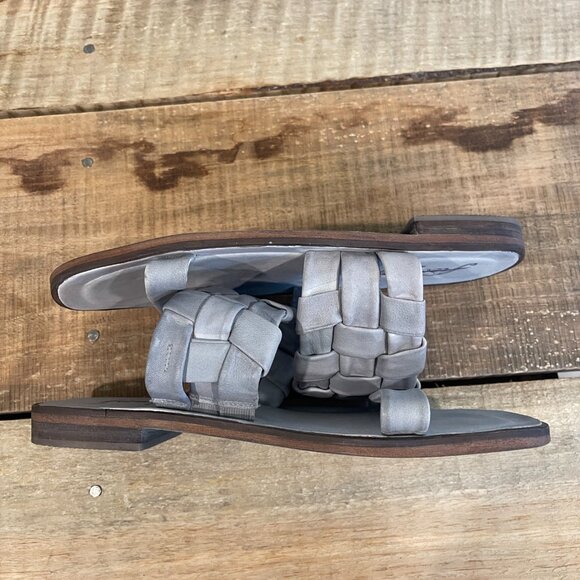🖤 Free People Winding River Slip-On Flat Quilted Woven Sandals Grey Blue - Picture 6 of 10